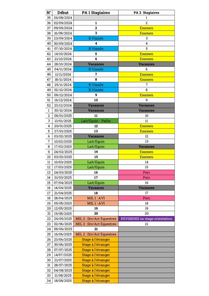 Planning PA 2024-2025